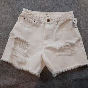 Billabong Jean Shorts Womens Size 27 Distressed White Cut Off Preppy Rock Retro